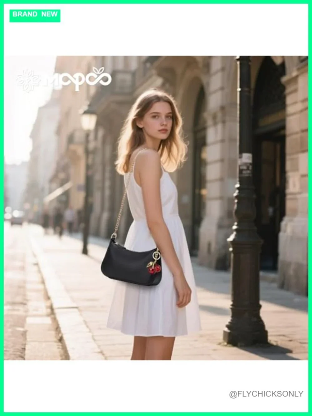 Women's Hobo Shoulder Bag PU Leather with Removable Straps & Cherry Charm